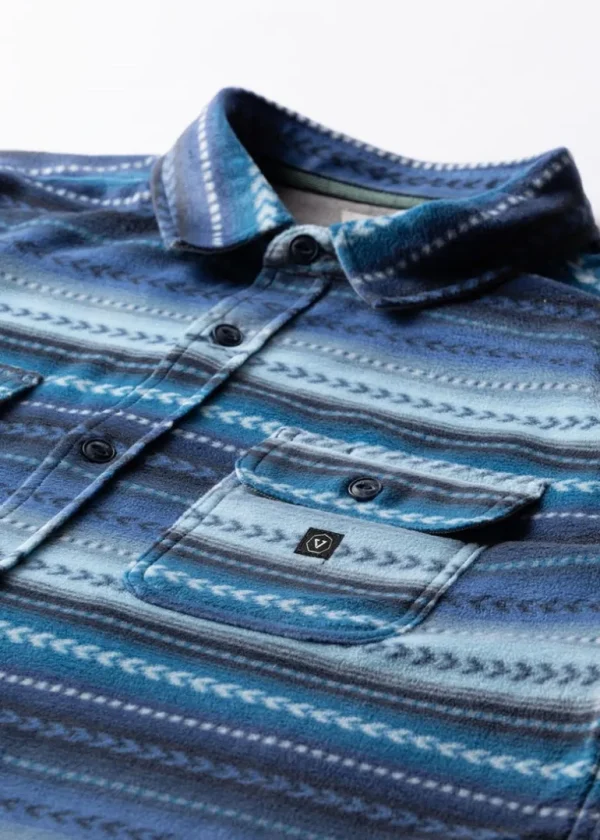 Shop Vissla Eco-Zy Long Sleeve Polar Flannel Ocean Blue