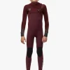 Hot Vissla High Seas Boys Fire 3-2 Full Chest Zip Wetsuit Wine