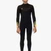Fashion Vissla High Seas Boys Fire 3-2 Full Chest Zip Wetsuit Black
