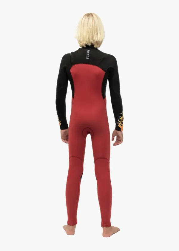 Online Vissla High Seas Boys Fire 3-2 Full Chest Zip Wetsuit Red