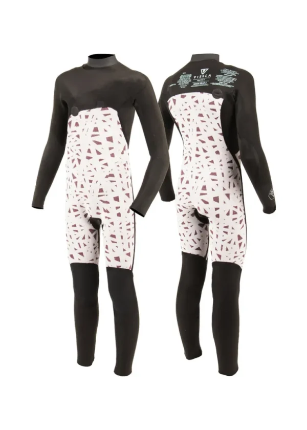 Hot Vissla High Seas Boys Fire 3-2 Full Chest Zip Wetsuit Wine