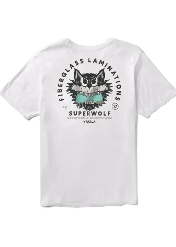 Online Vissla Super Wolf Premium Pocket Tee White