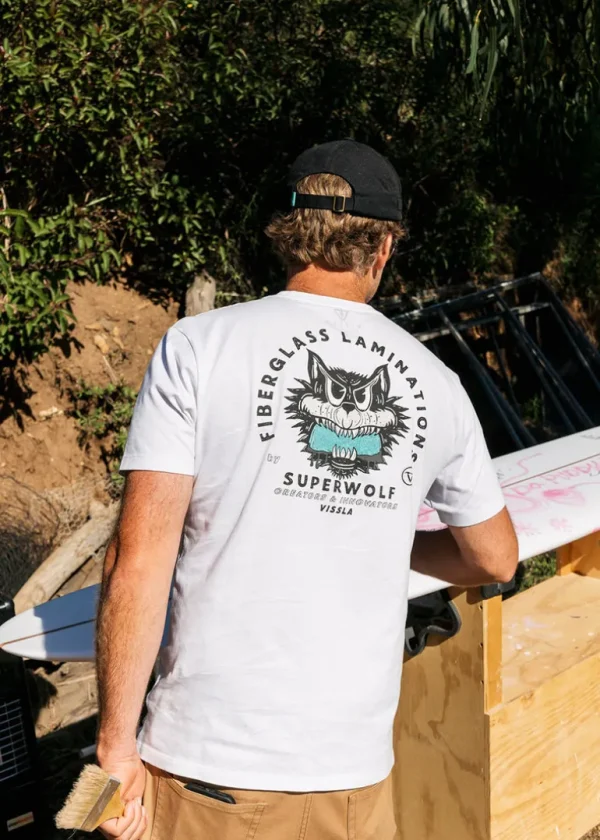 Online Vissla Super Wolf Premium Pocket Tee White